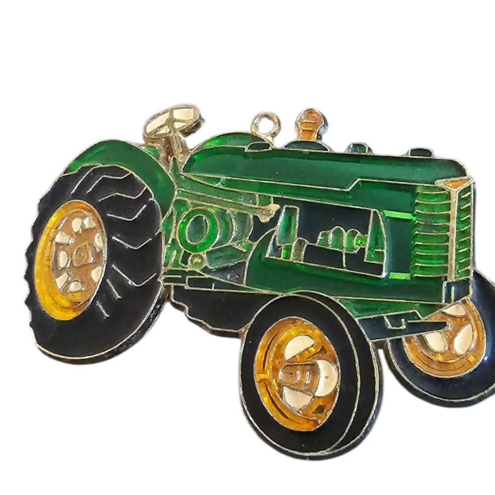 Vintage John Deere Green & Gold Farm Tractor Suncatcher - Picture 2 of 5